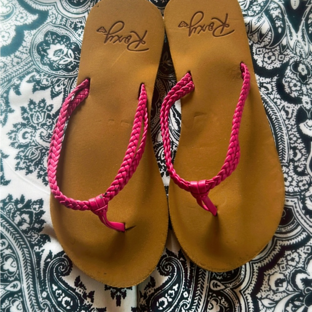 Roxy Pink and Tan Sandals